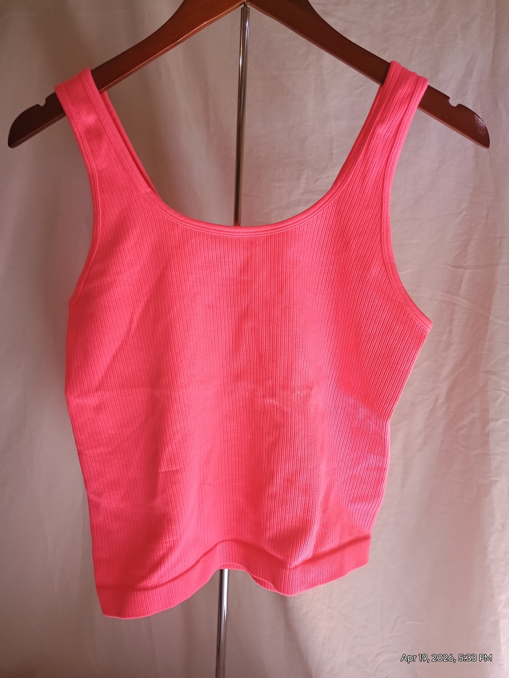 a new day Neon Pink Ribbed Scoop Tank